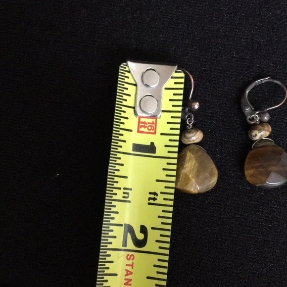 Tigers Eye gemstone lever back dangle Earrings - Picture 4 of 5